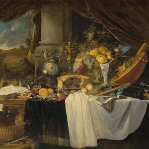 Jan Davidsz. de Heem Um banquete natureza morta pintura pôster impressão em tela papel fotográfico texturizado