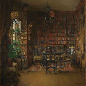 Harriet Backer La biblioteca di Thorvald Boeck (1902) Dipinto Poster Stampa su tela Carta fotografica testurizzata