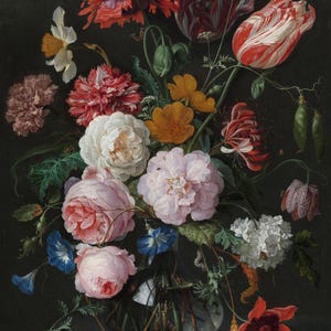 Póster de pintura "Flores en un jarrón de cristal" de Jan Davidsz de Heem, impresión en lienzo, papel fotográfico texturizado