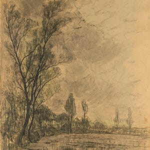 Piet Mondrian, Campo con fila di alberi sulla sinistra, Poster del dipinto, Stampa su tela, Carta fotografica testurizzata