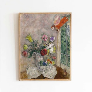 Frühlingsblumen (fleurs de printemp) Marc Chagall Poster Malerei Leinwand Strukturfotopapier