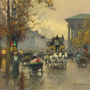 Edouard-Léon Cortes Boulevard de la Madeleine Painting Poster canvas Print
