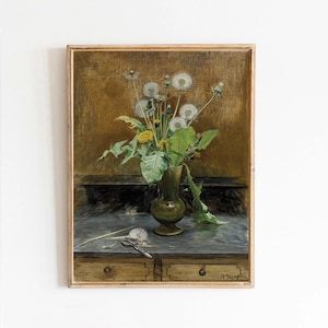 BERTHA WEGMANN (DANESE, 1847–1926), Manifesto di Dandelions Painting, stampa su carta strutturata
