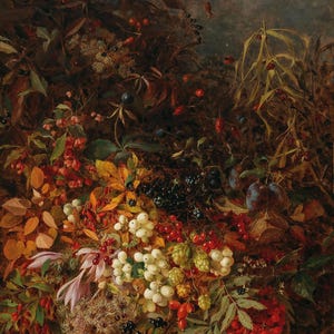 Oktober' der österreichischen Künstlerin Olga Wwinger-Florian (1844–1926) Malerei Plakat Leinwand Strukturpapier