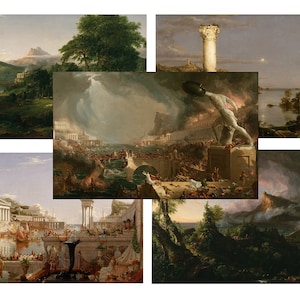 Thomas Cole "5er Set ""TheCourse of Empire"" Leinwanddruck Strukturfotopapier"