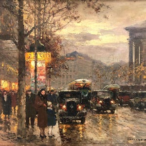 Edouard Leon Cortès Boulevard de la Madeleine Painting Poster Canvas Print Textured Photo Paper