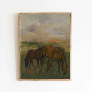 Edgar Degas Two Horses in a Pasture 1871 Painting Poster print Textured Photo Paper