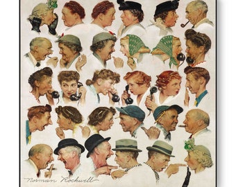 The Gossips  by Norman Rockwell Painting Poster Canvas Print Textured Photo Paper