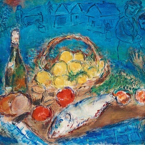 Marc Chagall "Nature morte" Poster dipinto Stampa su tela Carta fotografica testurizzata