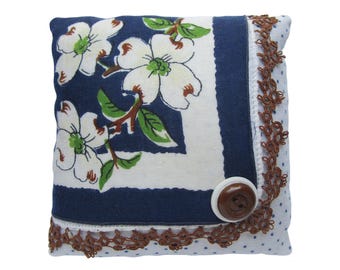 Pañuelo vintage de lavanda: Flores de cornejo, 11,4 cm x 11,4 cm