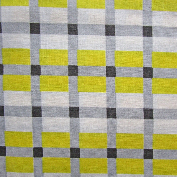 Vintage Yellow Plaid Cotton Quilting/Sewing Fabric, 35" x 83"