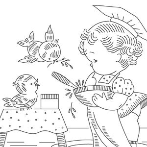 Can We Help? Vintage Hand-Embroidery Pattern PDF - Children&#39;s Apron (VP126)
