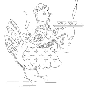 Poultry Diner Vintage Hand-Embroidery Pattern PDF, Kitchen Towel Designs (VP103)