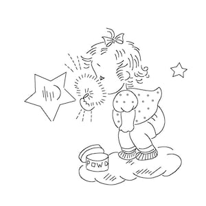 Lil&#39; Angels Vintage Hand-Embroidery Pattern PDF - 12 Quilt Blocks (VP115)
