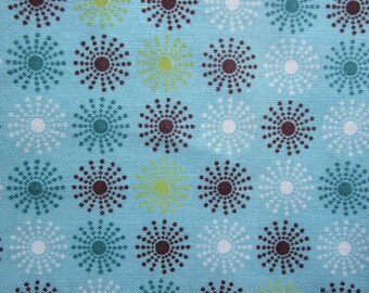 Tela de algodón para coser/acolchar, diseño de estrellas sobre fondo turquesa, tres piezas.