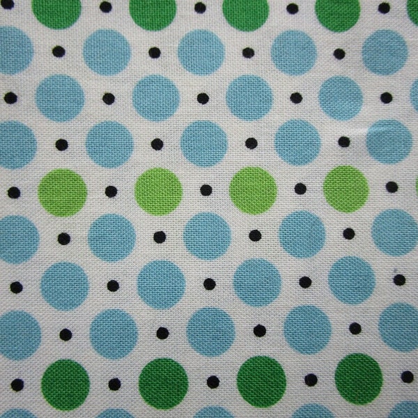 Fabric Traditions Cotton Quilting/Sewing Fabric, Blue+Green Polka Dots, Two Pieces