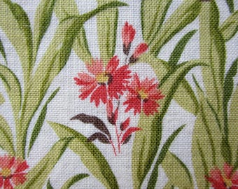 Tela de algodón para costura y acolchado con estampado floral naranja y verde, cuatro piezas cuadradas de 15"