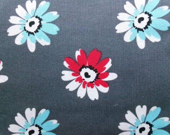 Daisies on Charcoal Gray Cotton Quilting Fabric, 45" x 2 yards