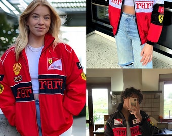 Chaqueta Ferrari, Chaqueta de F1, Chaqueta de carreras, Chaqueta de F1 vintage, Ferrari F1, Chaqueta de la vieja escuela, Chaqueta de fan de F1, Mercancía de Fórmula Uno, Red Bull