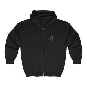 Colorful T4H Unisex Zip Hoodie: Embroidered Fall Sweatshirt