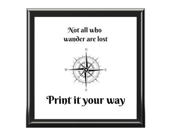 Personalizable Jewelry Box, Compass Design Keepsake, “Not All Who Wander Are Lost”, Travel Gifts, Adventurer Storage