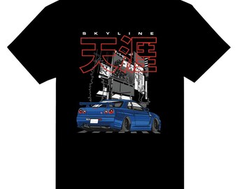 Drift Club Skyline GTR Heavyweight Unisex Crewneck T-shirt