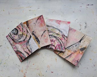 Mini kunstjournal - Handgeschilderde uitklappagina's, klein geniet dagboekje dat je zelf kunt afmaken.
