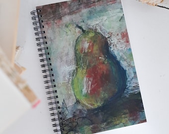 Quaderno per appunti artistici – Copertina originale a tecnica mista con motivo a pera, album da disegno per artisti