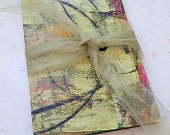 Album per diario artistico Golden Light: Materiali per collage realizzati a mano con tecniche miste (15 x 23 cm)