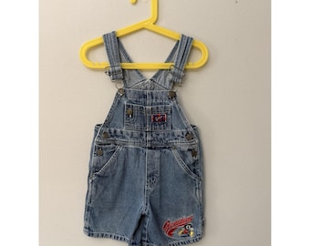 Vintage 90's Disney Mickey & Co Denim Bib Short Overalls 2T Embroidered