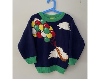 Vintage 90s Y2K Curious George Kids Knit Sweater Size 5 6 Character