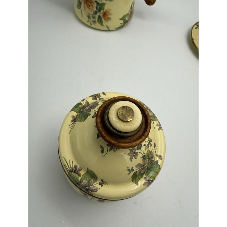 Vintage Victoria and Richard MacKenzie Childs Floral Enamelware Tea Set 12 Piece image 4