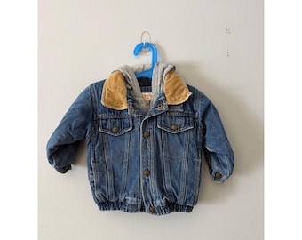 Vintage Outbrook Kids Puffer Lined Denim Jacket with Hood 2T 90s Toddler Boys