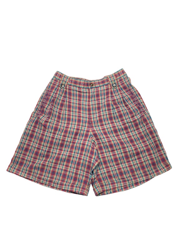 Vintage Lizsport Plaid Mom Shorts 27”