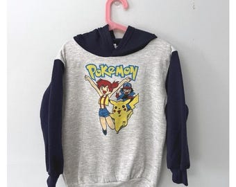 Vintage 90s Youth Pokemon Pikachu Graphic Hoodie Sweatshirt YOUTH XL 6-7 Years