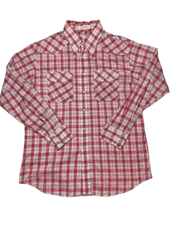 Vintage 60s 70s Mr. Witt Red Plaid Shirt Mens Size