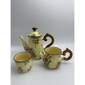 Vintage Victoria and Richard MacKenzie Childs Floral Enamelware Tea Set 12 Piece image 11