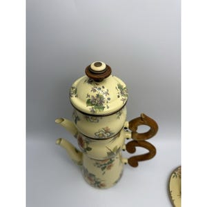 Vintage Victoria and Richard MacKenzie Childs Floral Enamelware Tea Set 12 Piece image 3