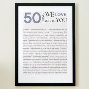 Geburtstagsposter 30/40/50/60/70/80/90 Jahre, Dinge, die wir an dir lieben