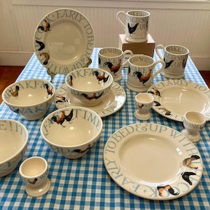 New/Vintage 2004 Bridgewater Pottery RISE & SHINE 16-piece Breakfast Set!