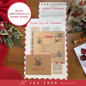 Carta personalizada de Papá Noel con sobre de comida de reno / Sobre principal personalizado / 12 días de actos de bondad navideños Adviento