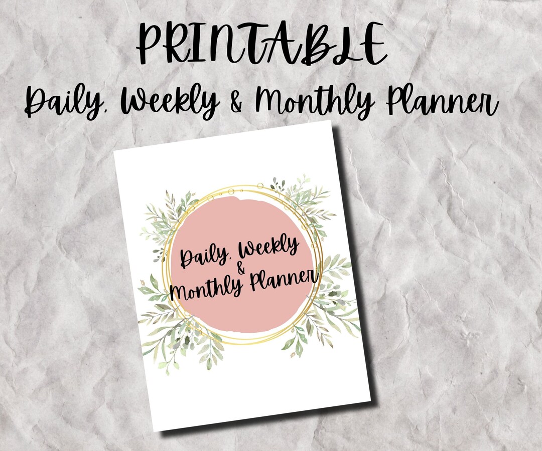 PRINTABLE Floral Daily, Weekly & Monthly Planner PDF - Digital File. A4 ...