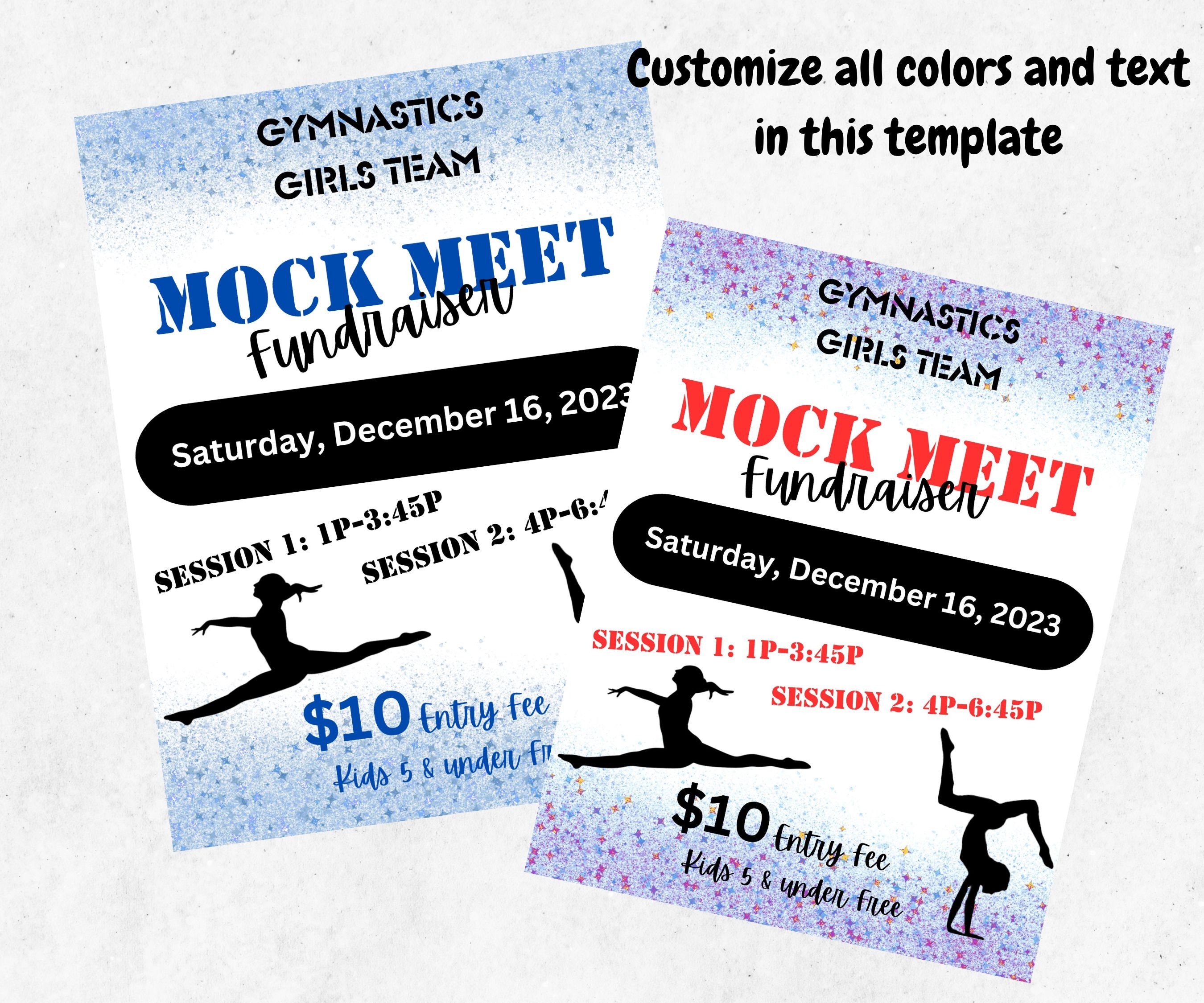 EDITABLE Gymnastics Mock Meet Fundraiser Flyer Template. Instant