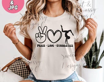 Peace Love Gymnastics Jpg File Instant Download Png Image Girl Sports Graphic Design Sublimation Print Artwork Tumbling Mom Gift Gymnastics