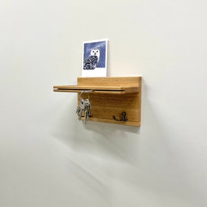 Modern key holder - Oak key rack - Wall coat rack - Rustic coat rack