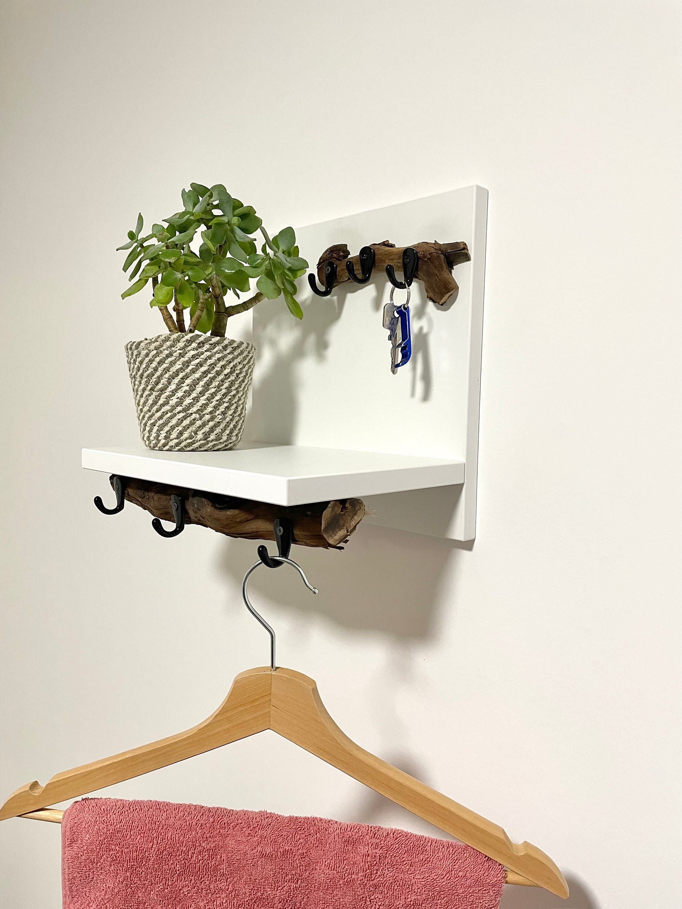 Porte-manteau mural compact de différentes tailles / Porte-vestes / Porte-manteaux en bois / Porte-manteaux faits à la main / Porte-manteaux blancs