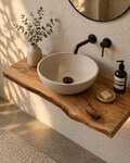 Solid oak wood slab, oiled | Custom-made tabletop | Live edge wood | Bathroom vanity top | Solid oak wood