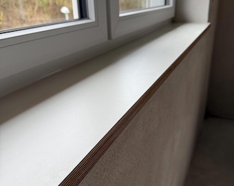 Alféizar de ventana de abedul/multiplex - Alféizar de ventana blanco - Alféizar de ventana de madera - Estante de madera - Estante de madera, blanco / tablero de madera maciza