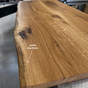 Solid oak coffee table with live edge | Handcrafted living room table | Black U-shaped legs | Oiled oak wood | Custom made image 5