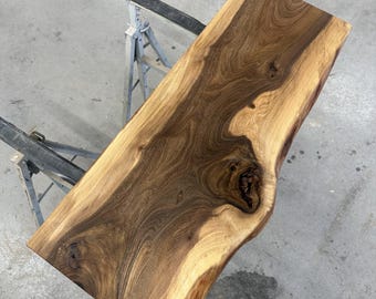 Solid oiled walnut vanity top | slim design | custom-made tabletop | bathroom wood countertop | modern bathroom furniture